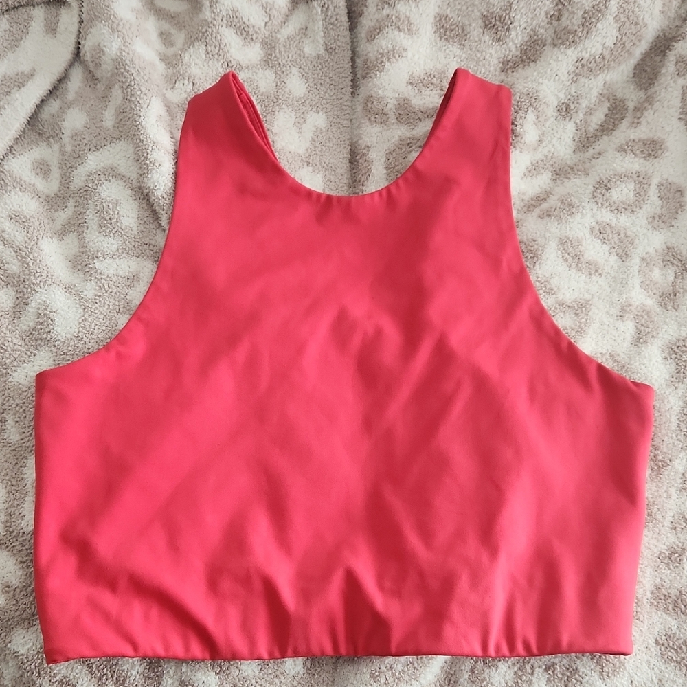 Girlfriend Collective Pink Dylan Crop Top Tank Large Pink Coral